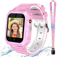Ele eleoption (Rosa) T32 4G Smartwatch für Kinder, Telefonuhr mit Kamera, Anrufannahme, Schrittzähler, SOS, GPS-Smartwatch