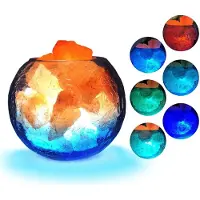 Ele eleoption Salz-Lampe Freigabe Negativer Ionen Reinigung der LuftVisuelle Wirkung von Eis und FeuerEinstellbare LED-Modi Salz Stein Lampe