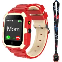 Ele eleoption (Rot) T32 4G Smartwatch für Kinder, Telefonuhr mit Kamera, Anrufannahme, Schrittzähler, SOS, GPS-Smartwatch