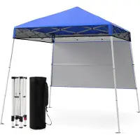 Goplus Pop-up Pavillon 2 x 2 m, höhenverstellbar, Gartenpavillon mit Seitenwänden, Tragetasche, 4 Heringe, Faltpavillon mit Sonnenschutz wasserfest