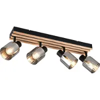 Reality Leuchten Strahler Travia, Länge 65 cm, 4-flammig, schwarz/rauchgrau dimmbar, schwarz, für Wohn- / Esszimmer, Metall, Modern, Downlights