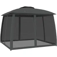 Syfax Pavillon mit Doppeldach & Netzwänden Anthrazit 2,93x2,93m Stahl