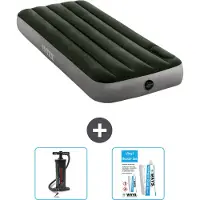 Intex Luftbett - 1 Person - 76 x 191 x 25 cm - Grün - Pumpe en Reperaturset