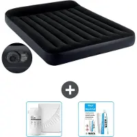 Intex Luftbett - 2 Personen - 152 x 203 x 25 cm - Blau - Inklusive Pumpe - Spannbettuch en Reperaturset