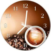 Tulup Glasuhr Wanduhr Küchenuhr Echt-Glas 30fi cm Kaffee braun