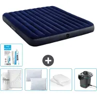 Intex Luftbett – 2 Personen – 183 x 203 x 25 cm – Blau – im Lieferumfang enthalten Spannbettuch - Küssen - Pumpe - Reperaturset en Kissenschutz