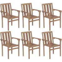 vidaXL Möbel Stapelbare Gartenstühle mit Kissen 6 Stk. Massivholz Teak - Gartenstühle 3073415