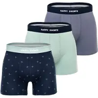 Happy Shorts Herren Boxer Shorts, 3er Pack - Retro Jersey, Logobund