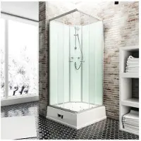 Schulte Fertigdusche Korfu 94 x 110 x 215 cm alu-natur inkl. Boiler und Pumpe