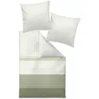 Ibena Satin-Bettwäsche - 155 x 220 cm - Grün - Weiß - Baumwolle - mit Reißverschluss