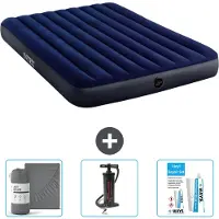 Intex Luftbett – 2 Personen – 152 x 203 x 25 cm – Blau – im Lieferumfang enthalten Spannbettuch - Pumpe en Reperaturset