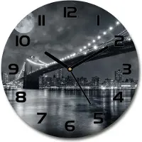 Tulup Wanduhr aus Glas 30fi Glasbild Glasuhr Gehärtetes Glas - schwarze-zeiger - Brooklyn Bridge
