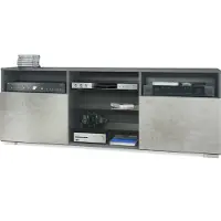Vladon TV-Board Granada, Lowboard mit 2 Türen und 6 offenen Fächern, Korpus Anthrazit matt, Fronten in Beton Oxid Optik (146 x 54 x 35 cm)