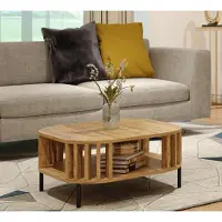 BDW Couchtisch, Sofatisch mit offenem Regal, Wotan Eiche Lamellen, mit Ablage, 68x68cm