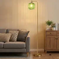 Lapalife Retro Stehleuchte aus Glas 170cm Stehlampe mit Fußschalter und Glühbirne für Wohnzimmer Schlafzimmer Büro Esszimmer, Grün