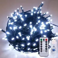 Lapalife Lichterkette 10M 100 LED 8 Lichtmodi USB Wasserdicht mit Fernbedienung für Party Weihnachten Hochzeit Deko, Weiß