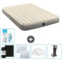 Intex Luftbett – 2 Personen – 152 x 203 x 25 cm – Beige – im Lieferumfang enthalten Spannbettuch - Küssen - Pumpe - Reperaturset en Kissenschutz