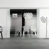 Levidor Doppelglasschiebetür Komplettset 2x 65 x 217,5 cm Lübeck Aluminium mit Stangengriffen