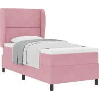 vidaXL Boxspringbett mit Matratze mit Kopfteil Rosa 200 x 100 cm Samt