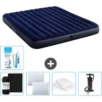 Intex Luftbett – 2 Personen – 183 x 203 x 25 cm – Blau – im Lieferumfang enthalten Spannbettuch - Küssen - Pumpe - Reperaturset en Kissenschutz