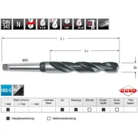 RUKO Spiralbohrer DIN345 Typ N Durchmesser 40,5mm HSS MK4 - 204405