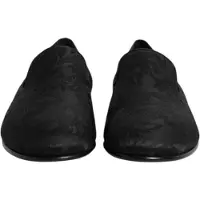 Dolce&Gabbana Schwarze Florale Brokat Slipper Herren Dress Schuhe