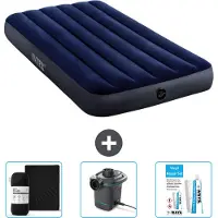 Intex Luftbett – 1 Person – 99 x 191 x 25 cm – Blau – im Lieferumfang enthalten Spannbettuch - Pumpe en Reperaturset