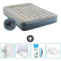 Intex Luftbett - 2 Personen - 152 x 203 x 30 cm - Grau - Inklusive Pumpe - Spannbettuch - Küssen - Reperaturset en Kissenschutz