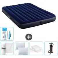 Intex Luftbett – 2 Personen – 152 x 203 x 25 cm – Blau – im Lieferumfang enthalten Spannbettuch - Küssen - Pumpe - Reperaturset en Kissenschutz