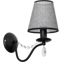 Licht-Erlebnisse Wandlampe Klassisch "Simone" Grau Stoff Metall Wandleuchte Wohnzimmer Schlafzimmer Flur