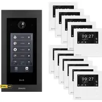 Balter EVO HD Touch Video Türsprechanlage Schwarz 11x 4.3 Zoll Mini HD Monitor Weiß Set für 11 Familienhaus