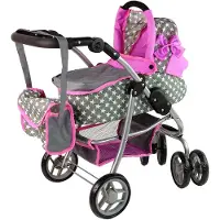 Alice 14955 2-in-1-Puppenwagen, rosa mit Sternchen