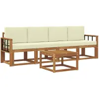 vidaXL Outdoor-Sofagarnitur 5 stk. Natur und Creme