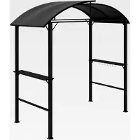 Markenlos Grillpavillon 233 x 110 x 235 cm winddicht mit Doppeldach, Regalen, UV-Schutz, BBQ Pavillon aus Stahl, Gartenzelt für Party BBQ, Dunkelgrau