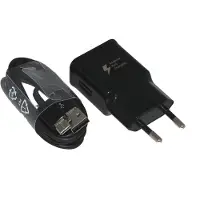 Hakai Schnell-Ladegerät für Original Samsung Note 8, Note 9 + 1,5m schwarz Typ-C Datenkabel 2A 15W Netzteil 2000mAh Auf-ladekabel Travel Charger + Pad