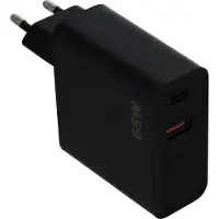 Hakai 65W Super-Schnell-Ladegerät für Samsung Galaxy A52, A52 5G, A52s 5G, A53 5G 3A Netzteil 3000mAh schwarz Typ-C Adapter + 3.0 USB-A Quick-Charge Travel-Charger + Pad