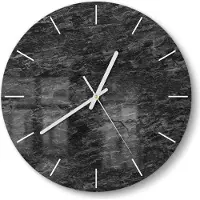 DEQORI Glasuhr Ø30 cm Modern 'Dunkle Steinstruktur' Wanduhr Glas Uhr Design leise