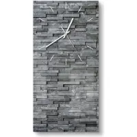 DEQORI Glasuhr 30x60 cm Modern 'Natursteinmauer' Wanduhr Glas Uhr Design leise