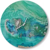 DEQORI Glasuhr Ø50 cm Modern 'Herz der See' Wanduhr Glas Uhr Design leise Küchenuhr