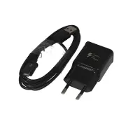 Emiro Schnell-Ladegerät für Original Samsung Galaxy S7 / S6 / S5 / S4 + 1,5m schwarz Micro-USB Datenkabel 2A 15W Netzteil 2000mAh Aufladekabel Travel Charger + Pad