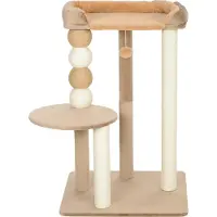 Novzep Kratzbaum 2 Etagen mit Spielball, Kratzstämmen und Kratzkugeln für Katzen bis 7 kg, 86 cm hoch, braun