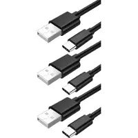 Hakai 3x Typ-C Ladekabel für Original Samsung Galaxy M20 (2019) Datenkabel 1,5m schwarz USB-Ladegerätkabel Aufladekabel Type-C Charging-Cable