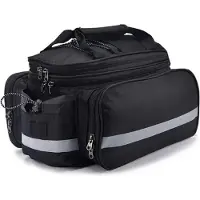 Slyrun Fahrrad Lenkertasche wasserdicht 35x18x26 cm, Mountainbike Tasche mit Trinkflaschentasche, große Kapazität, Schwarz