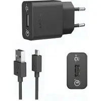 Hakai Schnell-Ladegerät für Original Sony + Micro-USB Ladekabel 2.7A Netzteil schwarz Aufladegerät Aufladekabel fast-Charger +Pad