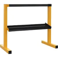 Slyrun Gelbe Hantelablage für Kurzhanteln bis 270kg - 2 Ablagen, Stahlrahmen (92,5x50,5x80,5cm) - Stabile Gewichtheber-Regal für Heimfitness