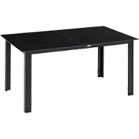 Dopwii Gartentisch für 6 Personen, wetterbeständig, gehärtetes Glas, Terrassentisch, 150 cm x 90 cm x 74 cm, Schwarz