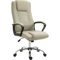 Welikera Bürostuhl in Leinenoptik, höhenverstellbar, Wippfunktion, 5 Rollen, Beige
