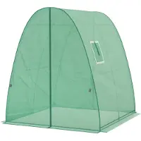 Welikera Bogen-Gewächshaus mit Sandsäcken und Kunststoff-Abdeckung, 2 Rolltüren, Netzfenster, tragbar, 1,8 x 1,8 x 2 m, Grün