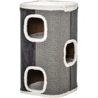 Dopwii Kratztonne für Katzen Katzenkratzbaum 3 Ebenen Katzenbaum Kletterbaum für Katzen Katzenmöbel Spanplatte samtartiges Polyester Sisal Grau+Weiß 40 x 40 x 74 cm