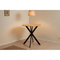 Casa Massiva Esszimmertisch Kahlo | Ø 70 cm | Holz | Farbe Eiche | 15 mm | Bistrotisch rund | Esstisch mit stabilem Metallgestell | Moderne Kreuzform